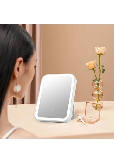 Homyl Yurtlar Yatak Odası Için Masaüstü Led Aynalar Usb Beyaz Beyaz