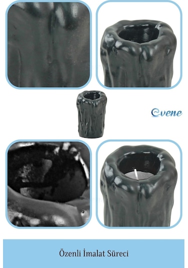 Mumluk Şamdan Tealight Mum Uyumlu Büyük Erimiş Mum Model - Siyah
