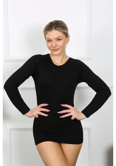 Giyim Bayan Uzun Kol Body Siyah Siyah