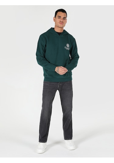 Colin's Regular Fit Baskılı Kapüşonlu Yeşil Erkek Sweatshirt CL1061754_Q1.V2_GRE