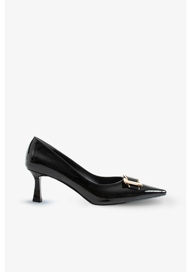 315251140-1 Siyah Suni Rugan Topuklu Kadın Ayakkabısı Siyah