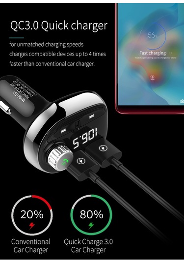 Araba Çift Usb Mp3 Fm Verici Bluetooth Müzik Çalar, Destek Tf Kart / U Disk / Eller Serbest Aramalar