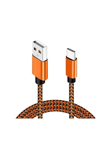 My Topped Usb Tip C Kablo 2.4a Hızlı Şarj Samsung Huawei Uyumlu 1m 2m 3m Turuncu Düzenli Kablo