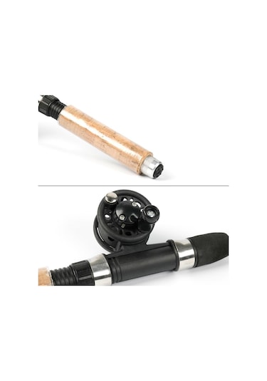 Kış Balıkçılığı İçin Buz Olta Ve Makara Seti Buzda Balıkçılık Sentetik Ahşap Saplı Olta Takımı Rod & 40 Reel