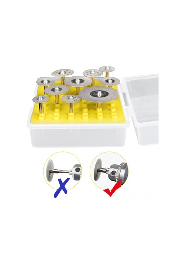 Symbee 10'lu Pürüzlü Taş Kesim Diski Seti: 3 Delikli + 7 Deliksiz 3mm Mandrel, 16-40mm Çaplar, Depolama Kutusu İçerir