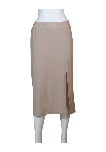 Kadın Yırtmaçlı Etek Bej