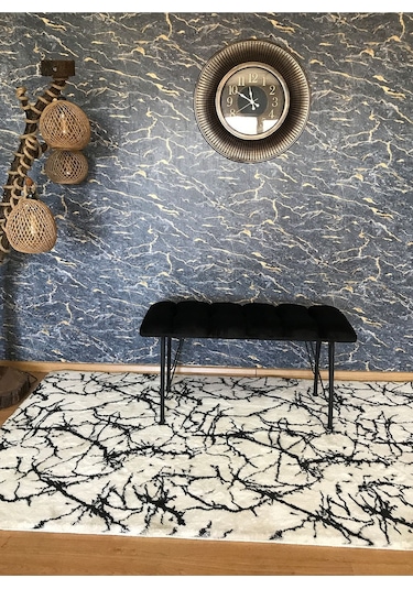 Yirmi15 Metal Ayaklı Eco Black Babyface Puf & Bench