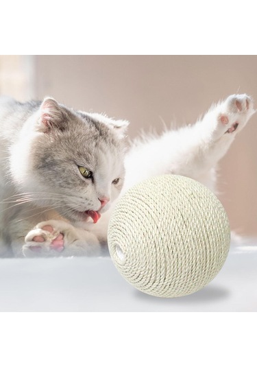 Suntek Sisal Kedi Yakalama Topu Kapalı Kediler Oyuncak Beyaz