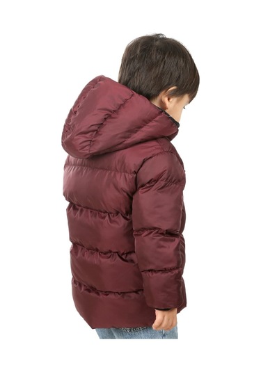 Freemen Erkek Çocuk Bordo Polarlı Kürklü Kapüşonlu Su Geçirmez Rüzgara Dayanıklı Şişme Kışlık Mont Bordo