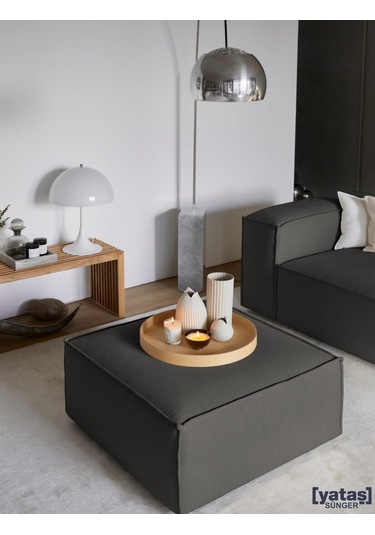 Most Mollis Kare Puf Silinebilir 41 Koyu Antrasit Keten Kumaş Yum