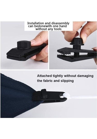 Dolıty 10/12 Adet Tente Tarp Kelepçe Seti Çadır Klipsleri 10-klips+siyah-bungee Siyah