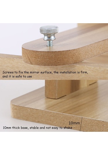 Sones 2 Adet Masaüstü Ahşap Makyaj Aynası Ev Kız Kalp Makyaj Aynası, Boyut: Büyük