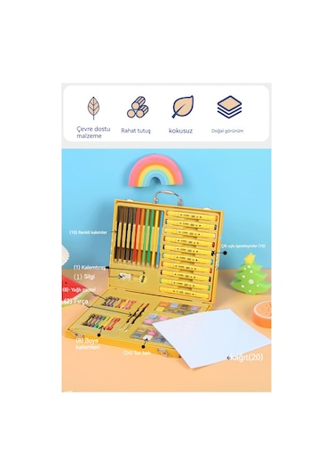 İkkb Yeni Küçük Sarı Ördek Çocuk Renkli Çubuk Boyama 84 Parçalı Set Suluboya Kalemi