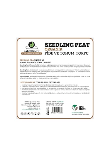 Seedling Peat 15 Litre Organik Fide Ve Tohum Torfu 15 L