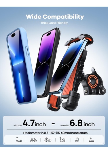 Lamicall Motosiklet Ve Bisiklet Telefon Tutucu 360 Derece Döndürülebilir Bm02orange