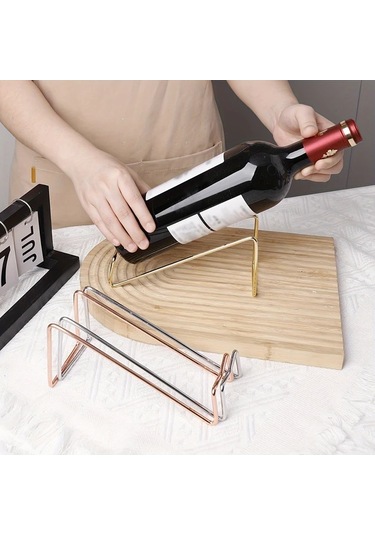 Honeybeeshop Gül Altın 1 Adet Dökme Demir Şarap Rafı Yığın Tasarım Dayanıklı Isıya Dayanıklı Ev Bar