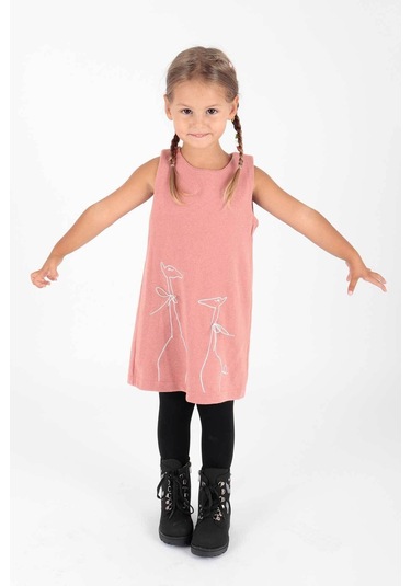 Ahenk Kids Kız Zürafa Baskılı Elbise Ak520567 Gül Kurusu Gülkurusu