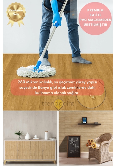 Trendpoint Kendinden Yapışkanlı 60cm 100cm Parke Görünümlü Premium Zemin Duvar Kağıdı Dolap Kaplama