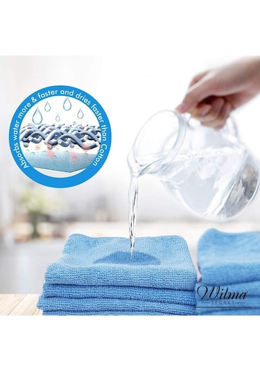 Wilma Secret Çok Amaçlı Mikrofiber Temizlik Bezi Mavi 5'li 40 x 40 CM