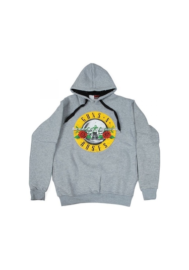 Guns N' Roses Logo Hoodie Kapüşonlu Sweatshirt Gri Çok Renkli