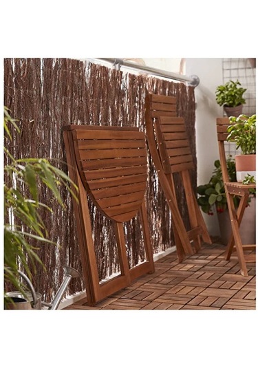 Yarı Katlanır Masa 70 Cm Bahçe Masası Balkon Masası Kahverengi