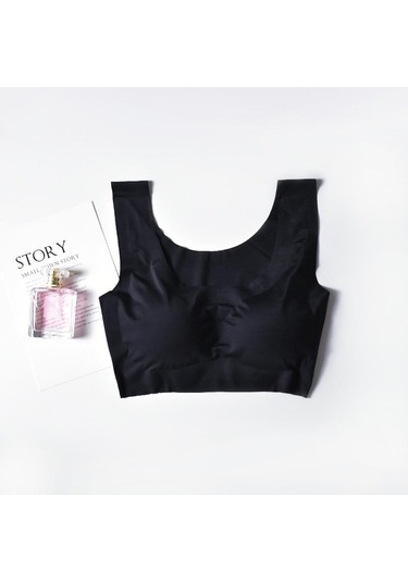 Siyah Kadın Straplez Yoga Nefes Uyku Sutyen Hiçbir Çelik Askı Şekillendirme Traceless Yelek Tarzı Spor Sutyeni Siyah