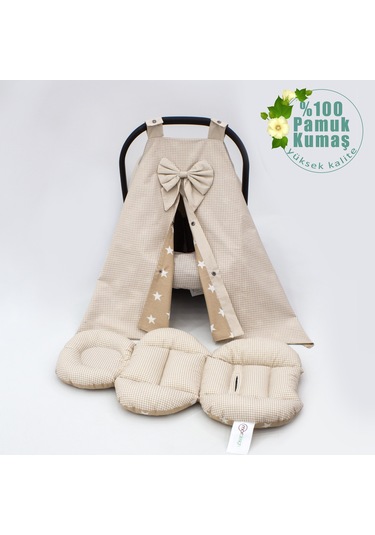 Ortopedik Puset Minderi, Örtü Ve Çarşaf, Ekose Kahverengi