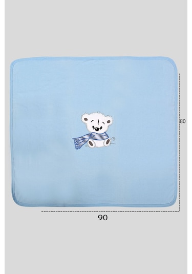 %100 Pamuklu Yenidoğan Çift Katlı Penye Bebek Battaniyesi Mavi