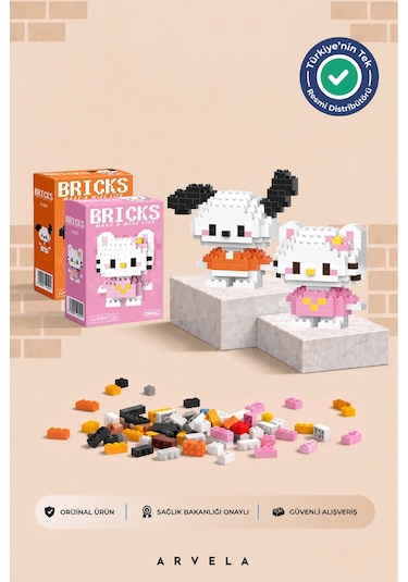 Pochacco & Pembe Hello Kitty İkili Set - Eğitici Oyuncak Figür - Orijinal
