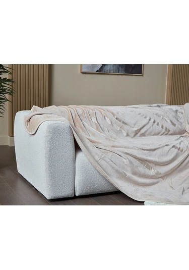 Doqu Embos Battaniye Perlina Çift Kişilik Krem