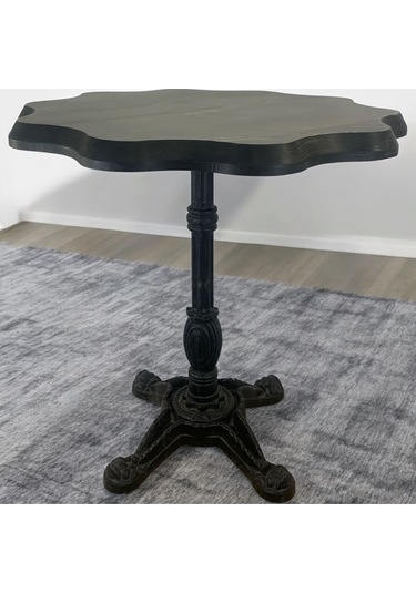 Cafe Masa Köknar Kütük Masa 80 Çap Ceviz - Siyah