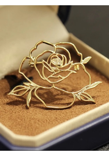 Especailly For You Payetli Gül Broşu 471475851 Altın Rengi