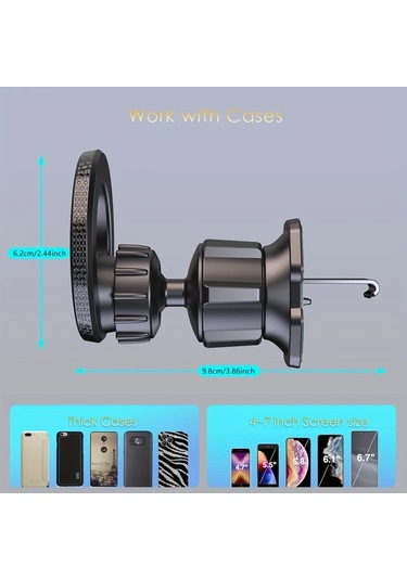 Primepickings Black Güçlü Manyetik Araç Telefon Tutucu Evrensel İphone Uyumlu 16 Pro 15 14 13 12 Ve Tüm Akıllı Telefonlar İçin