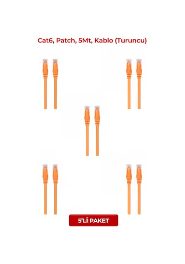 S-lınk Sl-cat605tr, Cat6, Patch, 5mt, Kablo Turuncu 5li Paket