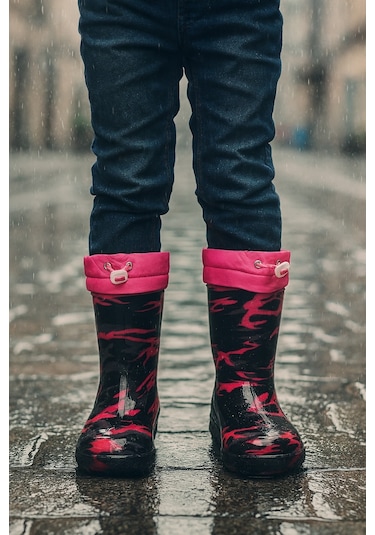 Unisex Çocuk Kamuflaj Desenli Yağmur Çizmesi