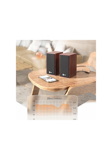 Lecoo DS105 Kablolu USB + 3.5mm Jack Girişli 6W Stereo Masaüstü Ahşap Hoparlör