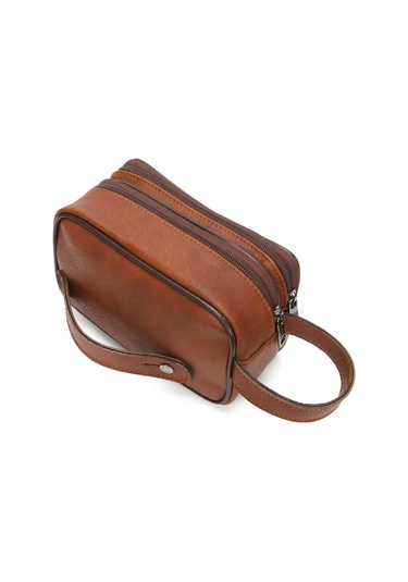 Newish Polo Erkek Bileklik Kemerli Portföy Clutch Traş Kozmetik El Çantası New344 Taba