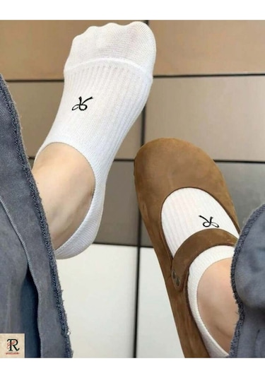 Trampler Kurdela Desenli Çorap Görünmez Kadın Babet Çorap 5 Çift Çok Renkli