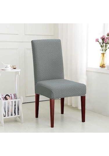 Açık Gri 1/2/4/6 Adet Elastik Sandalye Örtüleri Spandex Yemek Sandalyesi Slipcover Yemek Odası Düz Renk Sandalye Kılıfı Düğün Otel Ziyafet İçin 1-pcs