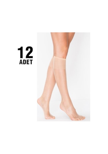 Özge Fit 15 Parlak Bayan Pantolon Çorap 12'li-28-TEN Ten Rengi