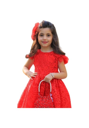 Riccotarz Kız Çocuk Üzeri Boydan Dantel Güpür İşlemeli Şeffaf Tüllü Sıfır Kol Kırmızı Elbise Kırmızı Riccotarz Kız Çocuk Üzeri Boydan Dantel Güpür İşlemeli Şeffaf Tüllü Sıfır Kol Kırmızı Elbise Kırmızı