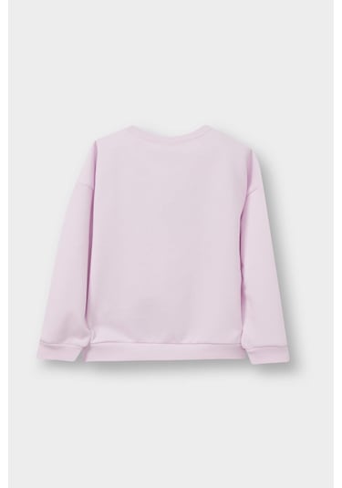 Defacto Kız Bebek Bisiklet Yaka Baskılı İçi Yumuşak Tüylü 2li Sweatshirt E8922a525aupn441 Pembe