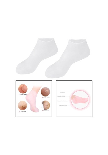 Suntek Yumuşak Silikon Jel Çorap Ayak Çorabı Koruma Beyaz-m