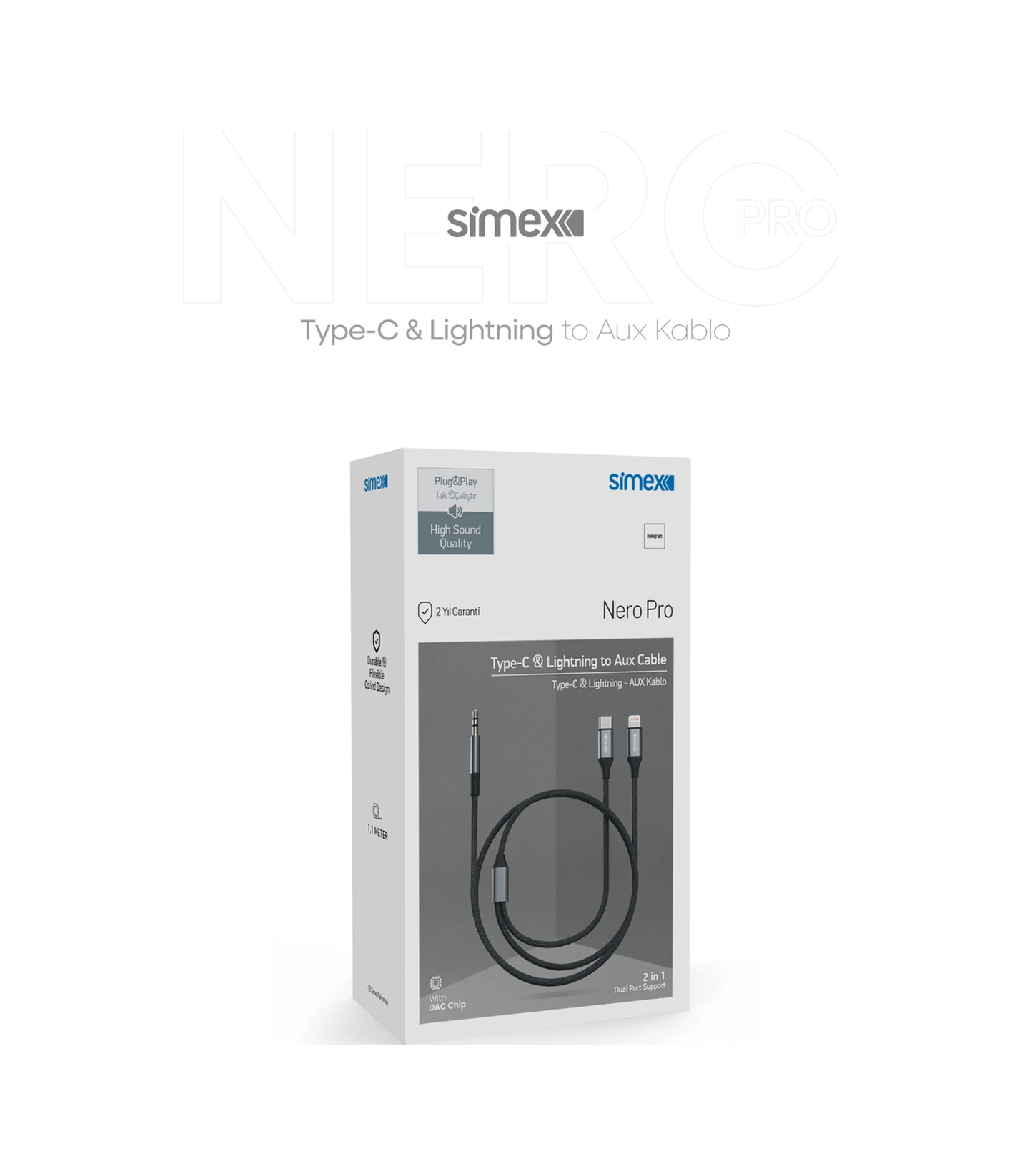 Simex 2in1 Dac Sa-03 Auxpro Kumaş Aux Kablosu