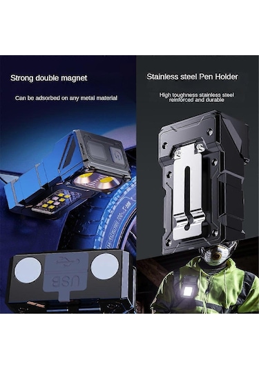 Dc08 Şarj Edilebilir Led Çalışma Lambası, 800 Lm, 90 Döndürülebilir, Manyetik Taban, Ipx5 Su Geçirmez, Taşınabilir Çok Fonksiyonlu Lamba