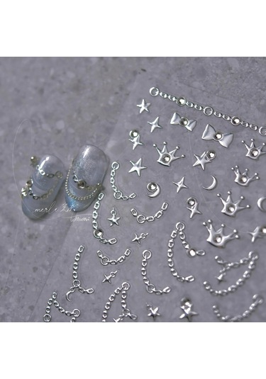 Yıldız Ay Aşk Kalp Kolye Kavisli Çizgi Ark Sıcak Damgalama Retro 5d Nail Art Etiketler Dekorasyon Yapışkanlı Manikür Çıkartmaları Dıy Ordu Yeşil