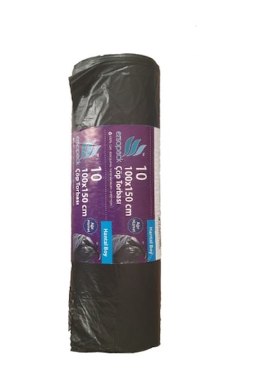 Ersopack Endüstriyel 100X150Cm Çöp Torbası 1 Koli 10 Rulo