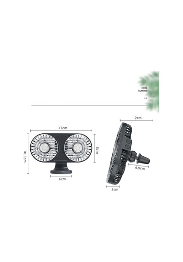 F211 Led Electric Fan Araba Hava Outlet Gösterge Paneli Usb Mini Fan Siyah