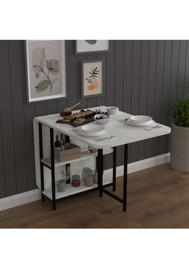 Metal Ayaklı Katlanır Mutfak Masası Km-31 Retro Taş Retro Taş