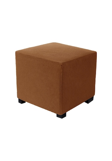 Açık Kahverengi Jakarlı Dayanıklı Kare Streç Ayak Dayama Tabure Mobilya Koruyucu Dikdörtgen Tezgah  S